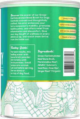 Show full view: Fido's Bone Broth Mobility Grass-Fed Beef Bone Broth Powdered Dog Food Topper, 7-oz jar slide 8 of 9