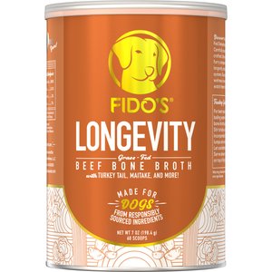 Fido's Bone Broth Longevity Grass-Fed Beef Bone Broth Powdered Dog Food Topper, 7-oz jar
