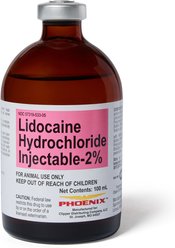 Lidocaine HCl Injectable Solution 2% for Dogs, Cats, Horses & Cattle, 100-mL