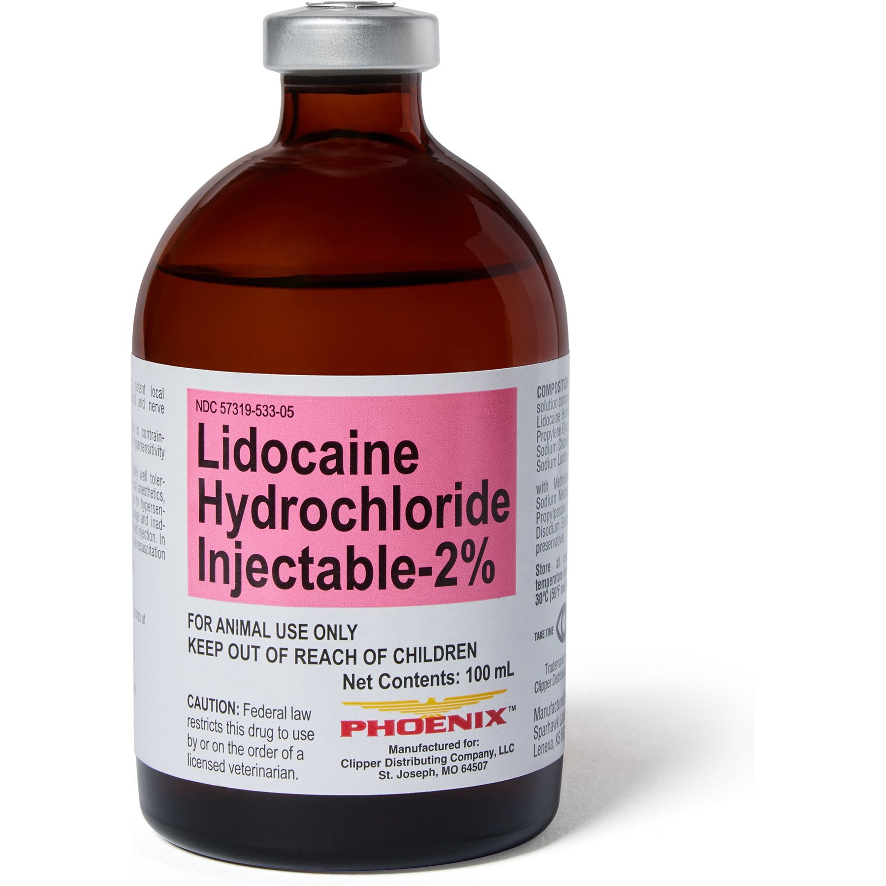 Lidocaine HCl Injectable Solution 2% for Dogs, Cats, Horses & Cattle, 100-mL