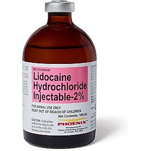 Lidocaine HCl Injectable Solution 2% for Dogs, Cats, Horses & Cattle, 100-mL