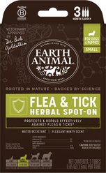 Earth Animal Apothecary Natural Flea & Tick Herbal Spot Treatment for Dogs & Puppies, 0-15 lbs, 3 doses (3-mos. supply)