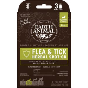 Earth Animal Apothecary Natural Flea & Tick Herbal Spot Treatment for Dogs & Puppies, 0-15 lbs, 3 doses (3-mos. supply)