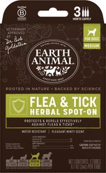 Earth Animal Apothecary Natural Flea & Tick Herbal Spot Treatment for Dogs, 15-40 lbs/Medium, 3 doses (3-mos. supply)
