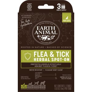 Earth Animal Apothecary Natural Flea & Tick Herbal Spot Treatment for Cats, 3 doses (3-mos. supply)