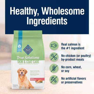 Show full view: Blue Buffalo True Solutions Skin & Coat Natural Salmon Adult Dry Dog Food, 4-lb bag slide 6 of 12
