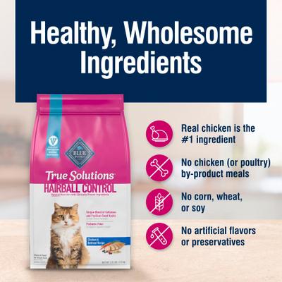 Show full view: Blue Buffalo True Solutions Hairball Control Chicken Adult Natural Dry Cat Food, 3.5-lb bag slide 6 of 12