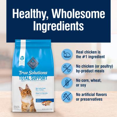 Show full view: Blue Buffalo True Solutions Total Support Natural Indoor Cat Formula Adult Dry Cat Food, 3.5-lb bag slide 6 of 12