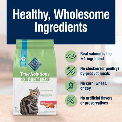 Show full view: Blue Buffalo True Solutions Skin & Coat Care Natural Salmon Adult Dry Cat Food, 3.5-lb bag slide 6 of 12