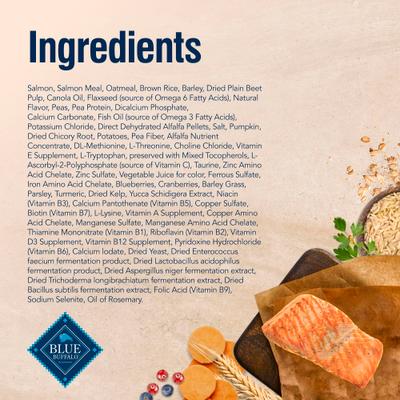 Show full view: Blue Buffalo True Solutions Skin & Coat Natural Salmon Adult Dry Dog Food, 4-lb bag slide 5 of 12