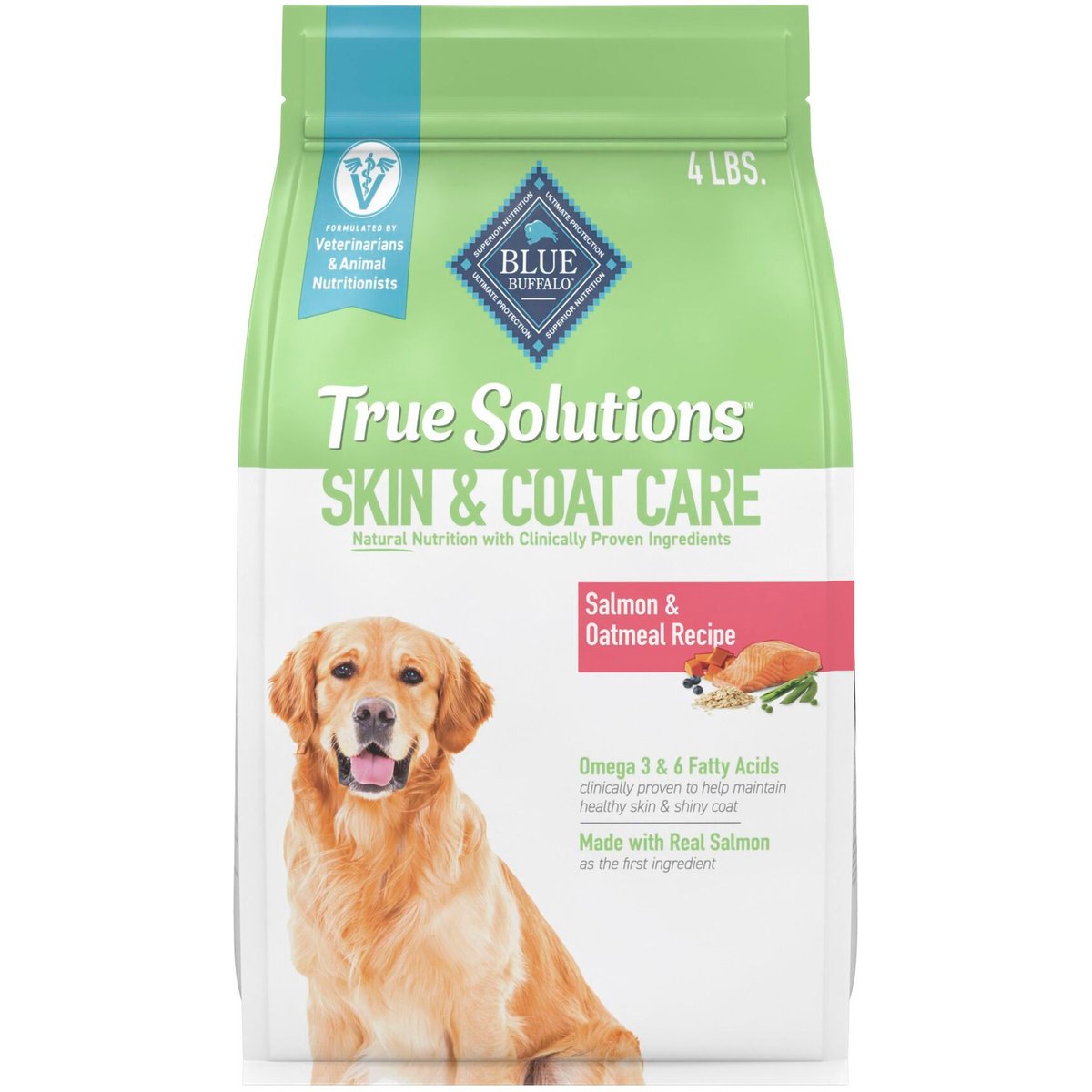Blue Buffalo True Solutions Skin & Coat Natural Salmon Adult Dry Dog Food, 4-lb bag