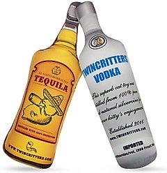 TwinCritters Silvervine Liquor Bottles KittiKocktail Plush Cat Toy with Catnip