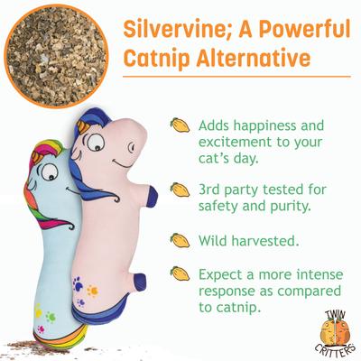 Show full view: TwinCritters Silvervine Unicorns Plush Cat Toy with Catnip slide 4 of 8