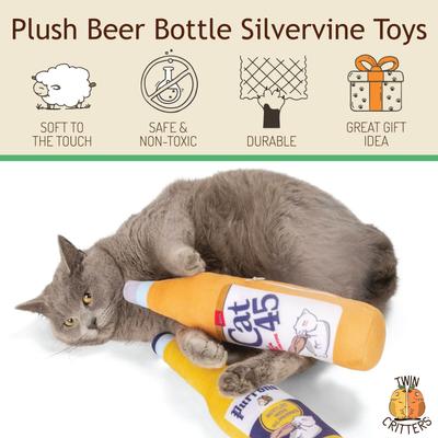 Show full view: TwinCritters Silvervine Beer Bottles KittiForti Plush Cat Toy with Catnip slide 3 of 9