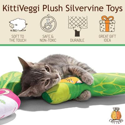 Show full view: TwinCritters Silvervine Vegetables KittiVeggi Plush Cat Toy with Catnip slide 2 of 8