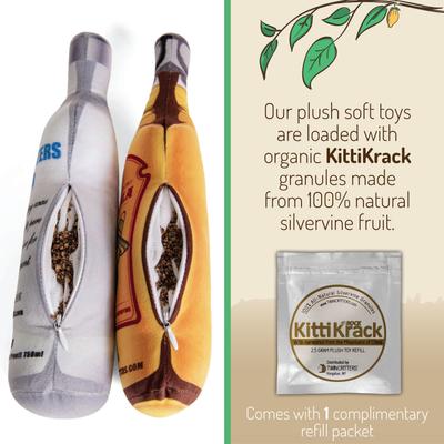 Show full view: TwinCritters Silvervine Liquor Bottles KittiKocktail Plush Cat Toy with Catnip slide 3 of 9