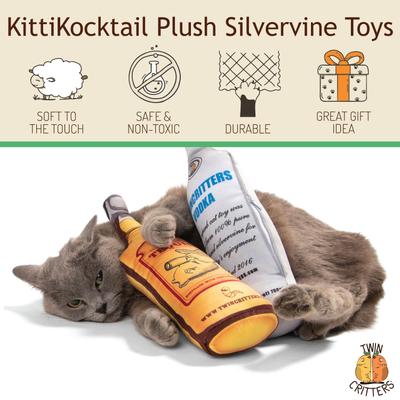 Show full view: TwinCritters Silvervine Liquor Bottles KittiKocktail Plush Cat Toy with Catnip slide 2 of 9