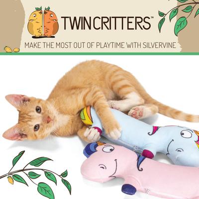 Show full view: TwinCritters Silvervine Unicorns Plush Cat Toy with Catnip slide 7 of 8