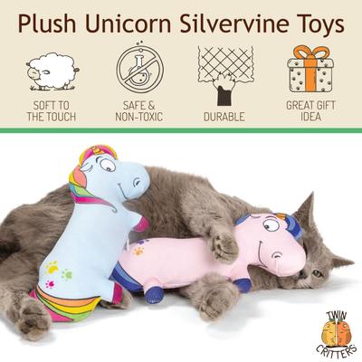 Show full view: TwinCritters Silvervine Unicorns Plush Cat Toy with Catnip slide 2 of 8