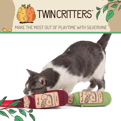 Show full view: TwinCritters Silvervine Wine Bottles KittiLush Plush Cat Toy with Catnip slide 8 of 9