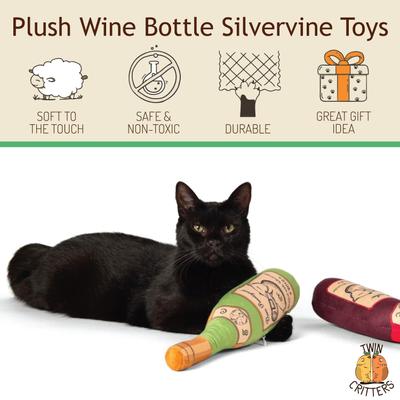 Show full view: TwinCritters Silvervine Wine Bottles KittiLush Plush Cat Toy with Catnip slide 3 of 9