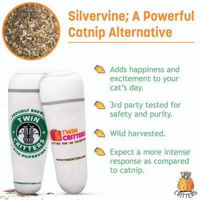 Show full view: TwinCritters Silvervine Coffee Cups KittiBuzz Plush Cat Toy with Catnip slide 4 of 8