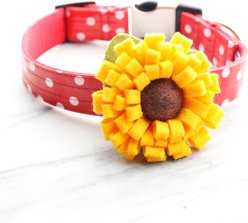 Mimi Green Sunflower Dog Collar Accessory, Medium