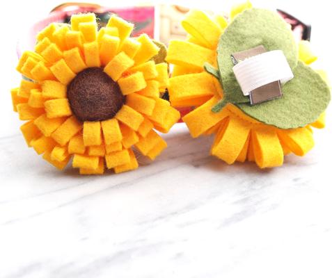 Show full view: Mimi Green Sunflower Dog Collar Accessory, Medium slide 2 of 5