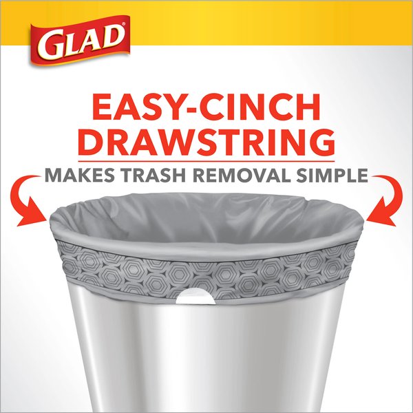 Glad Odor Shield Drawstring Trash Bags, 4-gal, 80 count, Lemon Fresh Scent