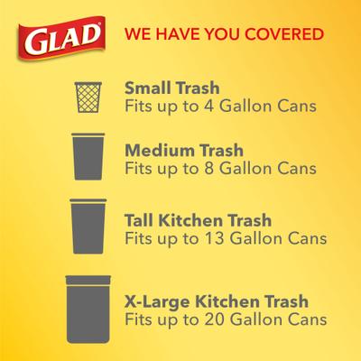 Show full view: Glad Odor Shield Drawstring Trash Bags, 4-gal, 80 count, Sweet Citron & Lime Scent slide 8 of 10