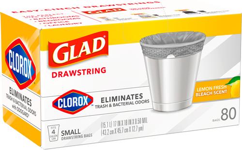 Show full view: Glad Odor Shield Drawstring Trash Bags, 4-gal, 80 count, Lemon Fresh Scent slide 3 of 10