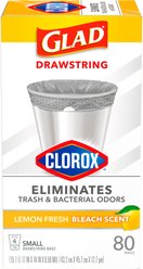 Glad Odor Shield Drawstring Trash Bags, 4-gal, 80 count, Lemon Fresh Scent