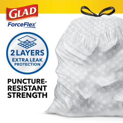 Show full view: Glad ForceFlex Odor Shield Drawstring Trash Bags, 13-gal, 110 count, Unscented slide 7 of 10