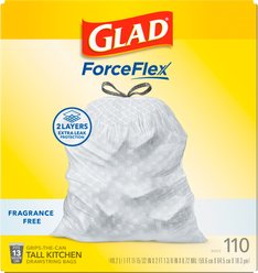 Glad ForceFlex Odor Shield Drawstring Trash Bags, 13-gal, 110 count, Unscented