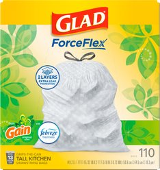 Glad ForceFlex Odor Shield Drawstring Trash Bags, 13-gal, 110 count, Gain Original Scent