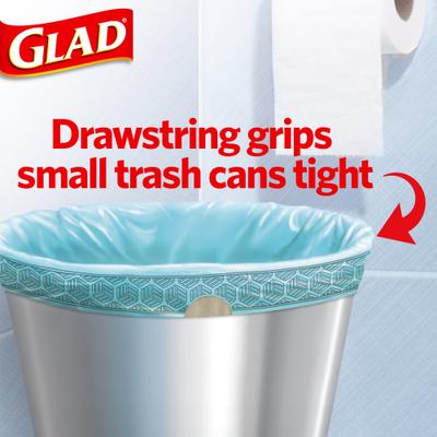 Show full view: Glad Odor Shield Drawstring Trash Bags, 4-gal, 80 count, Beachside Breeze Scent slide 6 of 10