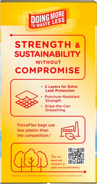 Glad ForceFlex Odor Shield Drawstring Trash Bags, 13-gal, 110 count, Fresh Clean Scent