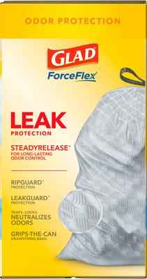 Show full view: Glad ForceFlex Odor Shield Drawstring Trash Bags, 13-gal, 110 count, Fresh Clean Scent slide 3 of 10