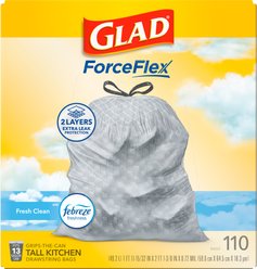 Glad ForceFlex Odor Shield Drawstring Trash Bags, 13-gal, 110 count, Fresh Clean Scent