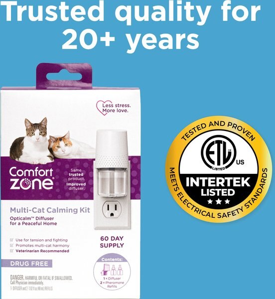 Comfort Zone Calming Kit Pheromone Diffuser for Cats, 2 Diffusers, 2 Refills