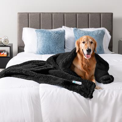 Show full view: PetAmi Fluffy Waterproof Cat & Dog Blanket, Black, Queen  slide 6 of 11