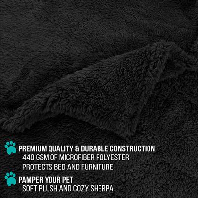 Show full view: PetAmi Fluffy Waterproof Cat & Dog Blanket, Black, Queen  slide 4 of 11