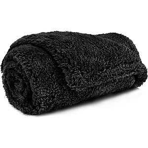 PetAmi Fluffy Waterproof Cat & Dog Blanket, Black, Medium 