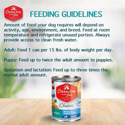 Show full view: Chicken Soup for the Soul Classic Whitefish & Salmon Recipe Pate Wet Dog Food, 13-oz can, case of 12 slide 6 of 8