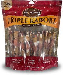 Ruff & Whiskerz Triple Kabobz Dog Rawhide Treats, 36 count
