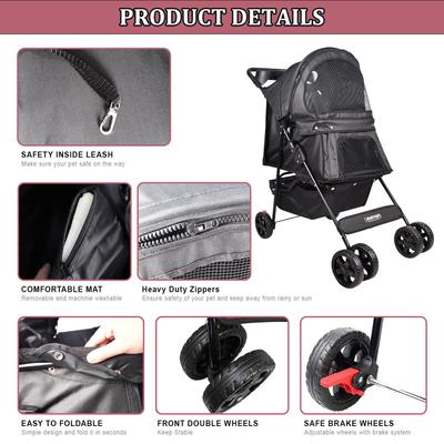 Show full view: Jespet 4 Wheel Dog Stroller, 36-in, Black slide 2 of 8