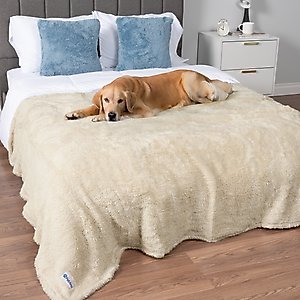 PetAmi Fluffy Waterproof Cat & Dog Blanket, Beige, Queen 