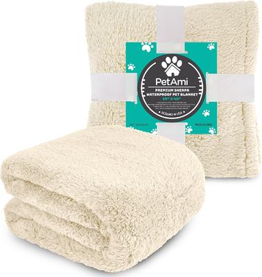 Show full view: PetAmi Fluffy Waterproof Cat & Dog Blanket, Beige, Queen  slide 8 of 11