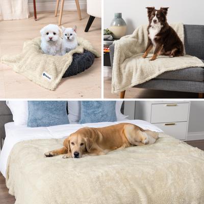 Show full view: PetAmi Fluffy Waterproof Cat & Dog Blanket, Beige, Queen  slide 6 of 11
