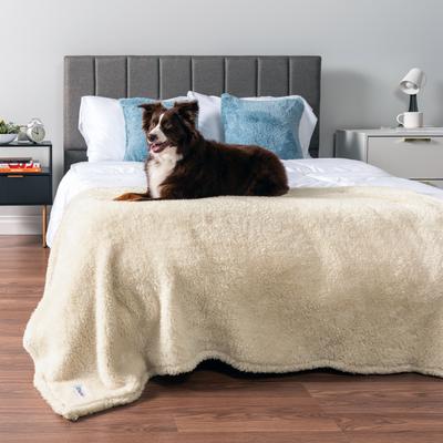 Show full view: PetAmi Fluffy Waterproof Cat & Dog Blanket, Beige, Large slide 3 of 10